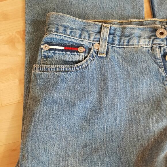 VTG Y2K Tommy Hilfiger Jeans Straight Leg W32 x L27 Big Flag Logo Patch 90s - Picture 6 of 9